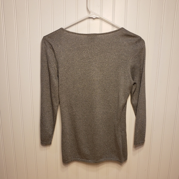 NWT Ann Taylor Shimmer Gray Wrap Sweater S - Picture 2 of 8